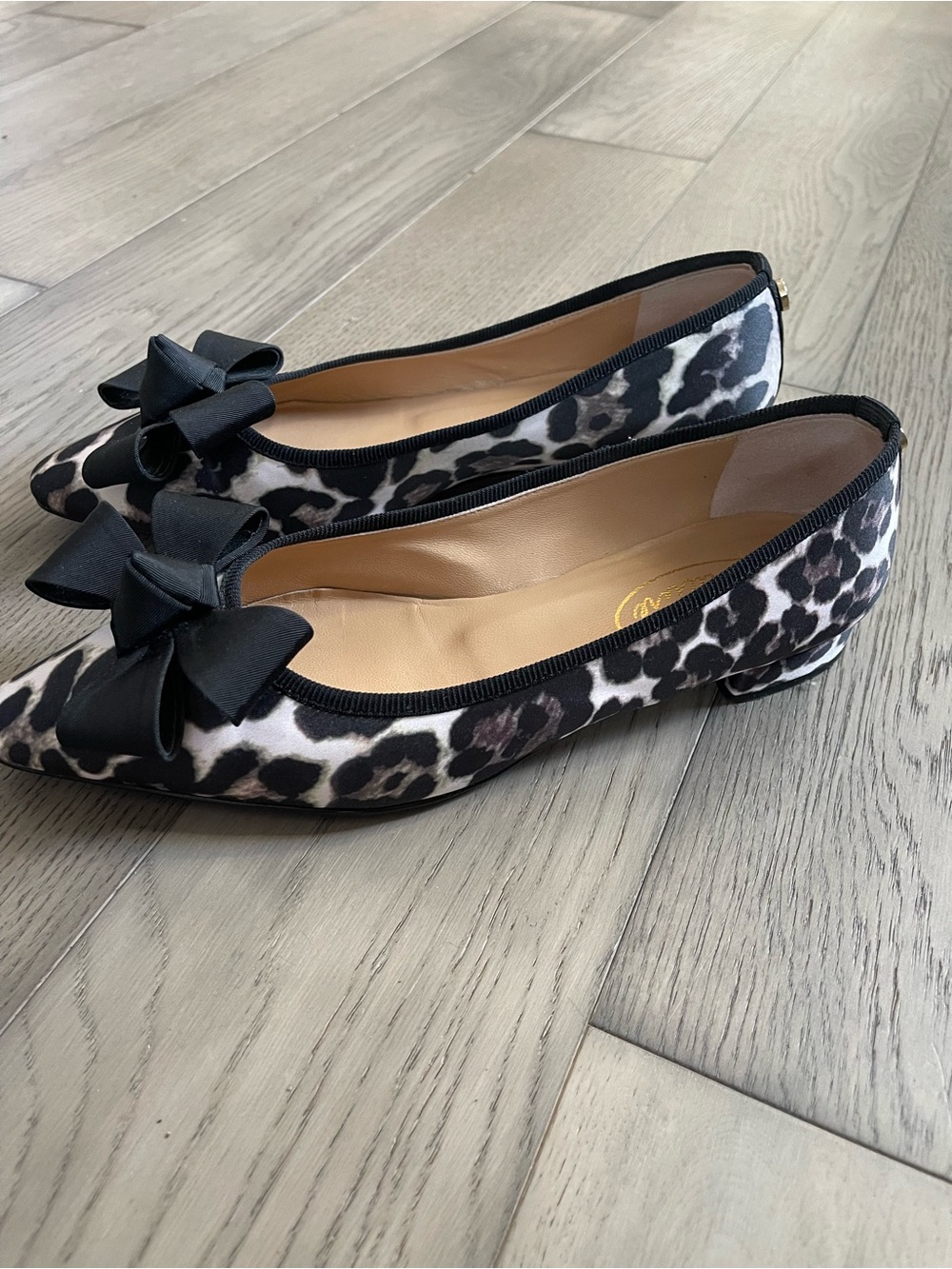 Leopard Print Ballet Flats with Black Bow Accent - Picture 3 of 7